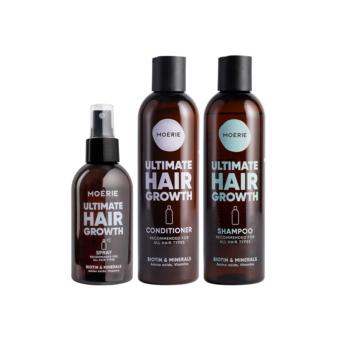 Moérie Hair Growth Set: Shampoo, Conditioner & Spray